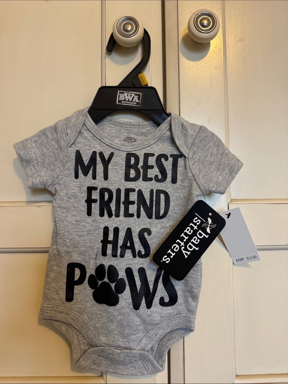 Baby Starters Gray Baby Bodysuit "My Best Friend Has Paws"